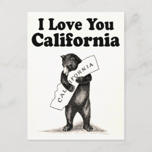 Cartão Postal Vintage I Love You California State Bear