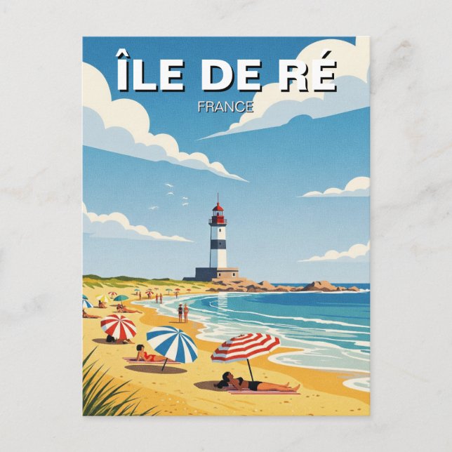 Cartão Postal Vintage Île de Ré France Viagem (Frente)