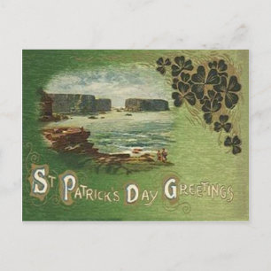 Cartão Postal Vintage Ilha Esmeralda Trevo Dia de São Patrício
