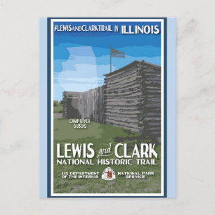 Cartão Postal Vintage Illinois Lewis e Clark Camp River Dubois