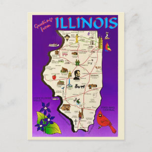 Cartão Postal Vintage Illinois Saudações