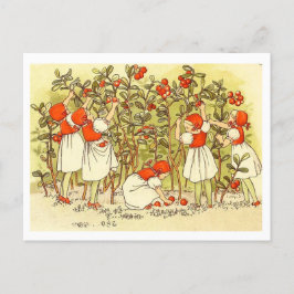Cartão Postal Vintage Illustration Blueberry Forest Elsa Beskow