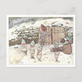 Cartão Postal Vintage Illustration Forest Children Elsa Beskow
