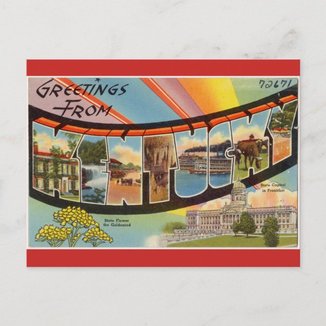 Cartão Postal Vintage, imagem do Kentucky. (Frente)