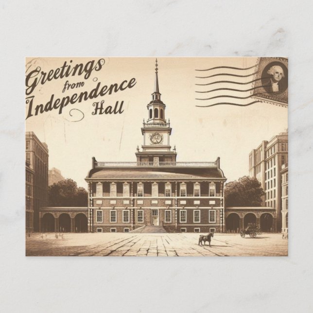 Cartão postal Vintage Independence Hall" (Frente)