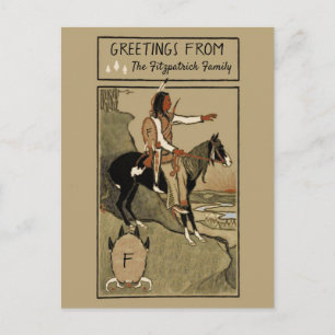 Cartão Postal Vintage Indian Scout on Horseback Custom Greeting