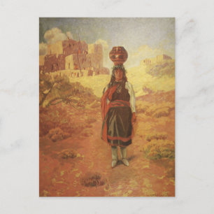 Cartão Postal Vintage Indian Water Carrier por EW Rollins