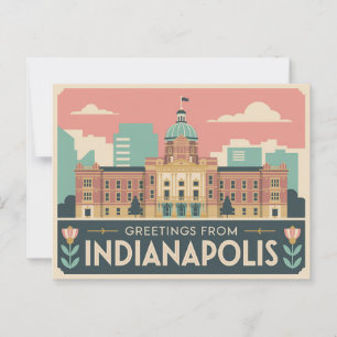 Cartão postal Vintage Indianapolis   Saudações de