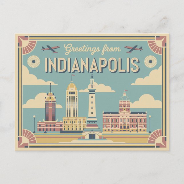 Cartão postal Vintage Indianapolis | Saudações de (Frente)
