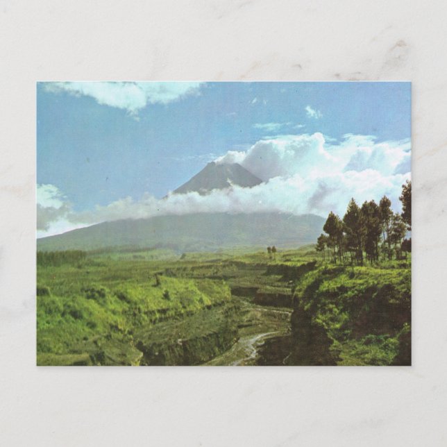 Cartão Postal Vintage Indonésia, Merapi Volcano (Frente)