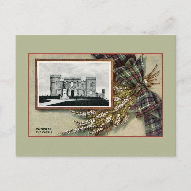 Cartão Postal Vintage Inverness castelo tradicional escocês (Frente)