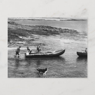 Cartão Postal Vintage Ireland, Aran Island Currach Boats