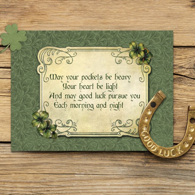 Cartão Postal Vintage Irish Blessing e Shamrocks (Criador carregado)
