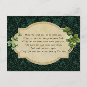 Cartão Postal Vintage Irish Blush com Shamrocks