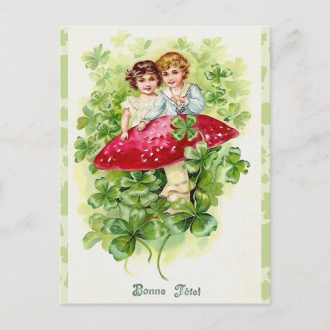 Cartão Postal Vintage Irish Bonne Fefel Saudações (Frente)