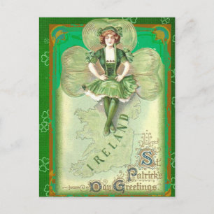 Cartão Postal Vintage Irish Dia de São Patrício Saudações