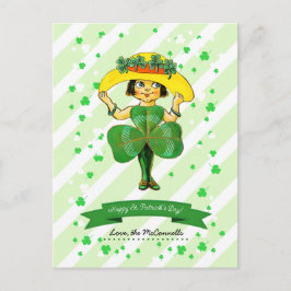 Cartão Postal Vintage Irish Girl Custom Name Ruas. Dia de Patric