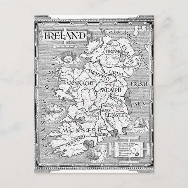 Cartão Postal Vintage Irish Map (Frente)