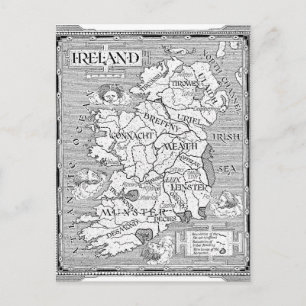 Cartão Postal Vintage Irish Map