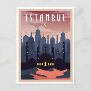 Cartão Postal Vintage Istambul Turquia Cityscape Crescent