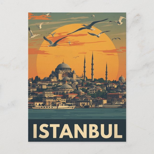 Cartão Postal Vintage Istanbul Cityscape (Frente)
