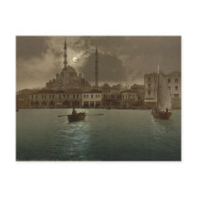 Vintage Istanbul cityscape com luz lua