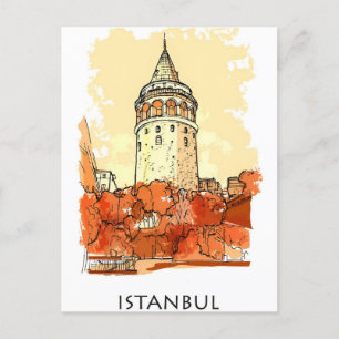 Cartão Postal Vintage istanbul Torre Turco - Viagem