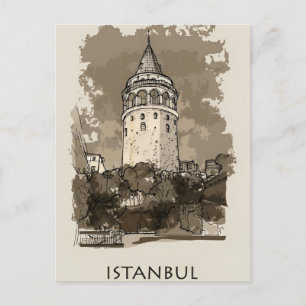 Cartão Postal Vintage istanbul Torre Turco - Viagem