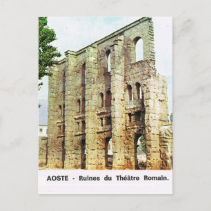 Cartão Postal Vintage Itália, Aosta, Ruínas do Teatro Romano