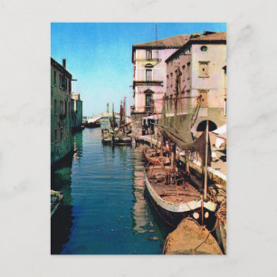 Cartão Postal Vintage Itália, Chioggia, Canal de Vana