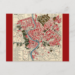 Cartão Postal Vintage Itália Mapa Roma