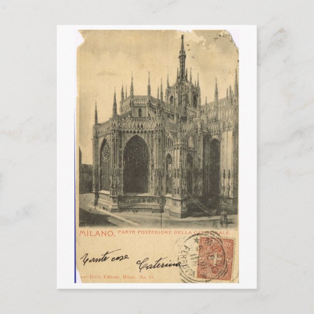 Cartão Postal Vintage Itália, Milano, Duomo 1900 (Frente)