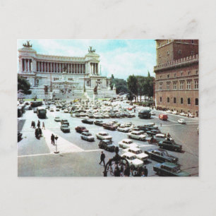 Cartão Postal Vintage Itália, Roma, Piazza Venezia