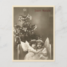 Cartão Postal Vintage Italiana Buon Natale Merry Christmas Angel