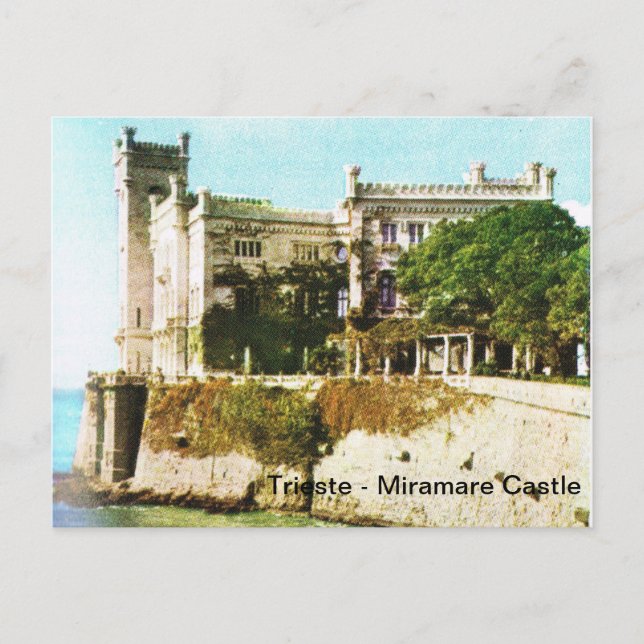 Cartão Postal Vintage Italy, Trieste, Castelo Miramare (Frente)