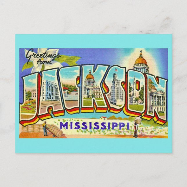 Cartão Postal Vintage Jackson Cumprimentos  (Frente)
