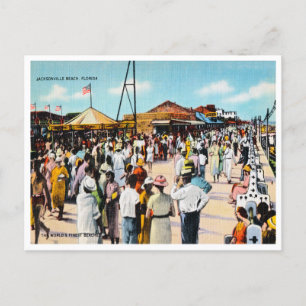 Cartão Postal Vintage Jacksonville Beach, Viagem da Flórida
