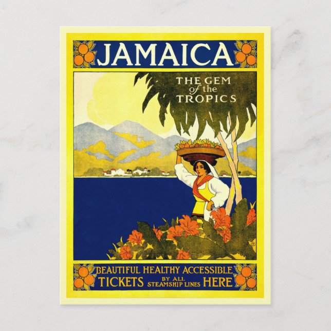 Cartão Postal Vintage Jamaica Viagem (Frente)