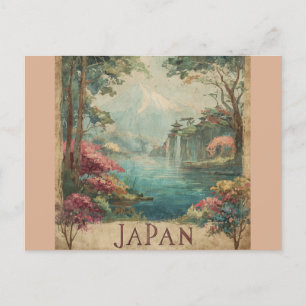 Cartão Postal Vintage Japan Mount Fuji Nature Viagem
