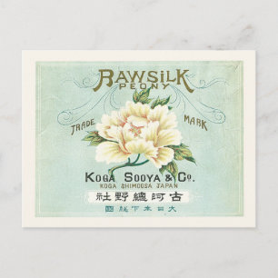 Cartão Postal Vintage Japan Raw Silk White Marca