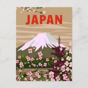 Cartão Postal Vintage Japan tokyo Viagem watercolor Ásia
