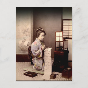 Cartão Postal Vintage Japanese Geisha - Letter Writer