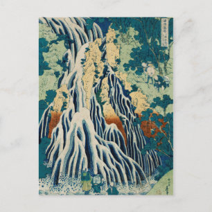 Cartão Postal Vintage Japanese Woodblock Waterfall Kirifuri