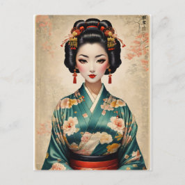 Cartão Postal Vintage Japonês Geisha Portrait