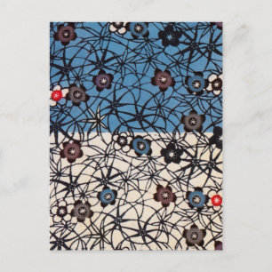 Cartão Postal Vintage Japonês Kimono Textile (Bingata)