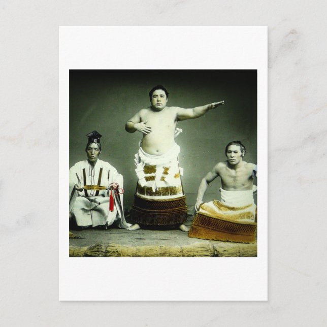 Cartão Postal Vintage Japonês Sumo Wrestlers Antigo Japão (Frente)