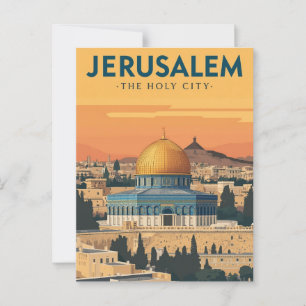 Cartão Postal Vintage Jerusalem Dome do Rock Israel Viagem