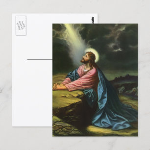 Cartão Postal Vintage Jesus Christ Praying, Garden of Gethsemane