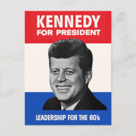 Cartão Postal Vintage JFK Kennedy para a Campanha do Presidente