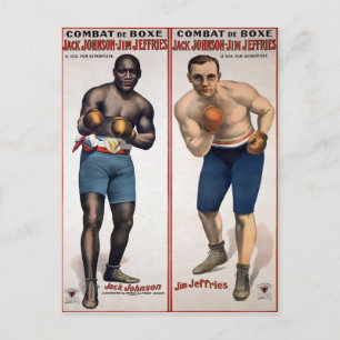 Cartão Postal Vintage Johnson VS Jeffries Boxing